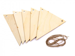 Závěsná dekorace dřevěné vlajky k domalování 5 ks