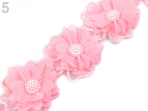 Prýmek květy s perlami šíře 58 mm