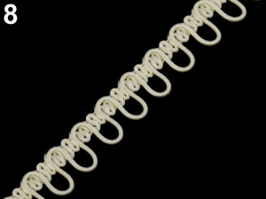 Prýmek s pružným očkem na knoflíky šíře 15 mm