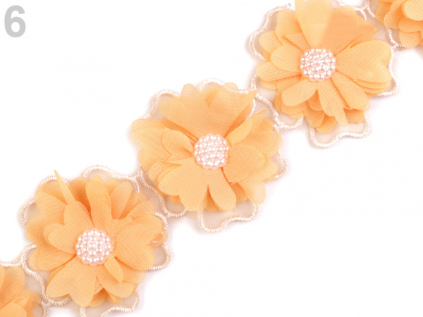 Prýmek květy s perlami šíře 58 mm