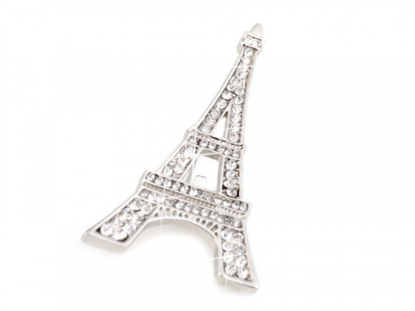 Brož s broušenými kamínky Paříž, mašle