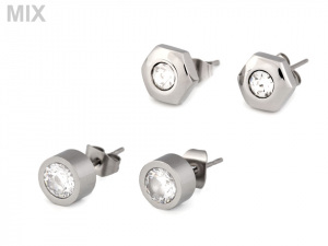 Náušnice s broušeným kamínkem z nerezové oceli