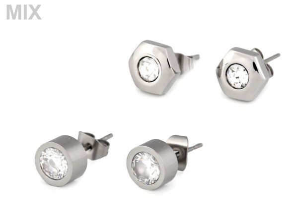 Náušnice s broušeným kamínkem z nerezové oceli