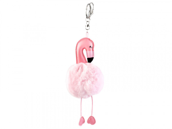 Kožešinový přívěsek na kabelku / klíče jednorožec, plameňák