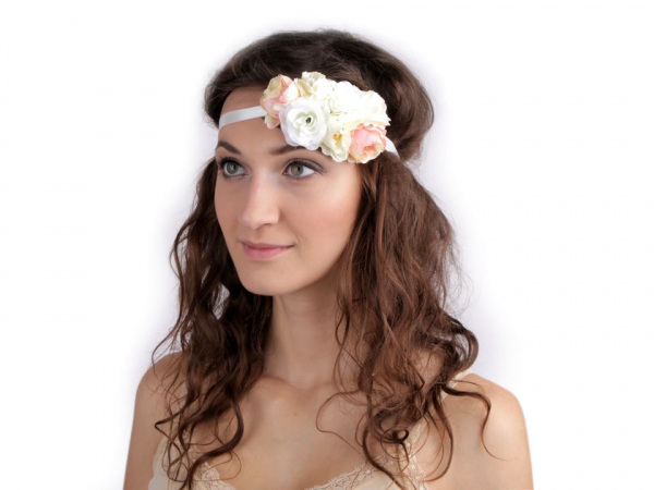 Pružná čelenka do vlasů s květy