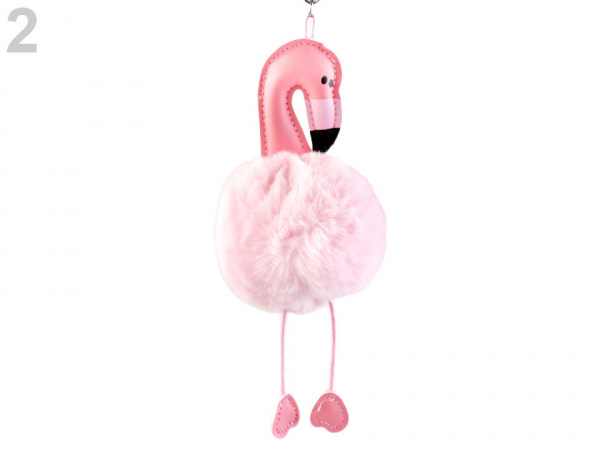 Kožešinový přívěsek na kabelku / klíče jednorožec, plameňák