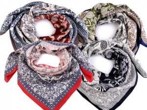 Hedvábný šátek paisley ornamenty 70x70 cm