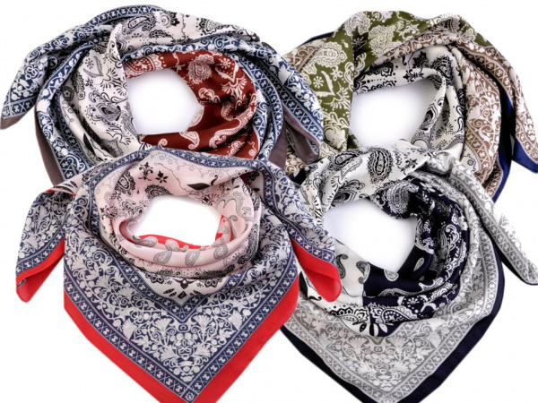 Hedvábný šátek paisley ornamenty 70x70 cm