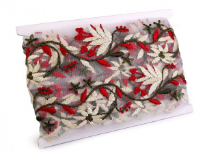 Vyšívaný prýmek / vsadka na tylu šíře 60 mm