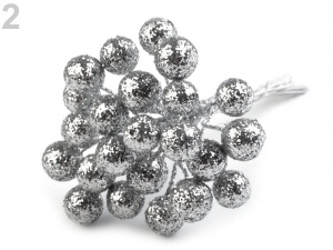 Vánoční dekorační kuličky s glitry a drátkem Ø12 mm