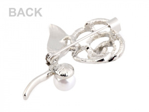 Brož květ s perlou a broušenými kamínky