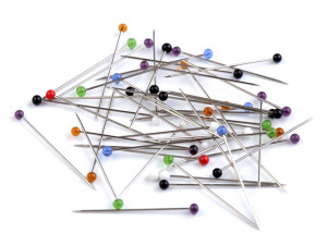 Špendlíky  se skleněnou hlavičkou délka 25 mm