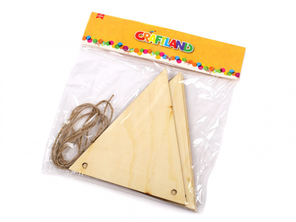 Závěsná dekorace dřevěné vlajky k domalování 5 ks