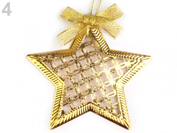 Kovová dekorace vánoční stromeček, hvězda