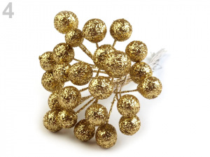 Vánoční dekorační kuličky s glitry a drátkem Ø12 mm