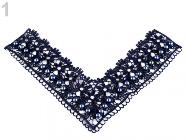 Krajková aplikace / vsadka s perlami