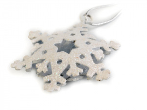 Kovová dekorace vločka s glitry