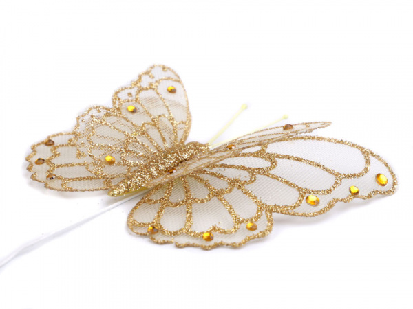 Motýl na drátku s glitry