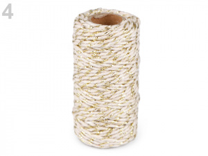 Bavlněná šňůra / provázek Ø1,5 mm s lurexem, vánoční