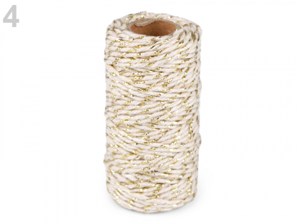 Bavlněná šňůra / provázek Ø1,5 mm s lurexem, vánoční