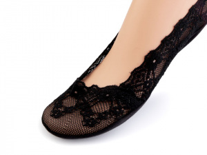 Ponožky do balerín celokrajkové s protiskluzem, bavlněné