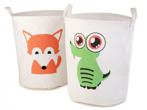 Lněný koš 35x44 cm liška, krokodýl