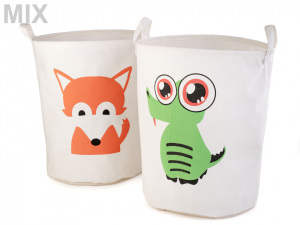 Lněný koš 35x44 cm liška, krokodýl