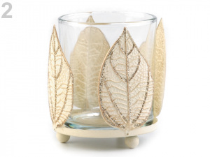 Skleněný svícen s listy - malý