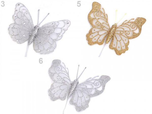 Motýl na drátku s glitry