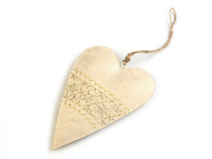 Vánoční kovové srdce 10x14,5 cm