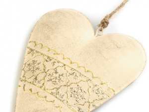 Vánoční kovové srdce 10x14,5 cm