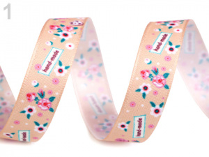 Saténová stuha Handmade s květy šíře 15 mm