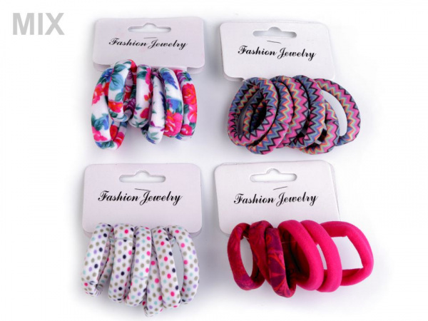 Gumičky do vlasů puntíky, chevron, květ