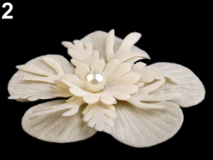 Textilní květ 3D Ø53 mm s perlou
