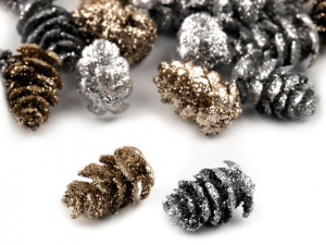 Umělé šišky k aranžování s glitry