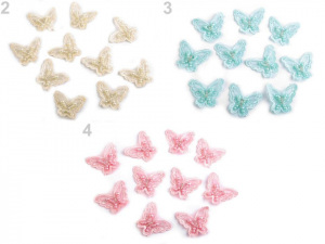 Textilní aplikace / nášivka motýl s perlami
