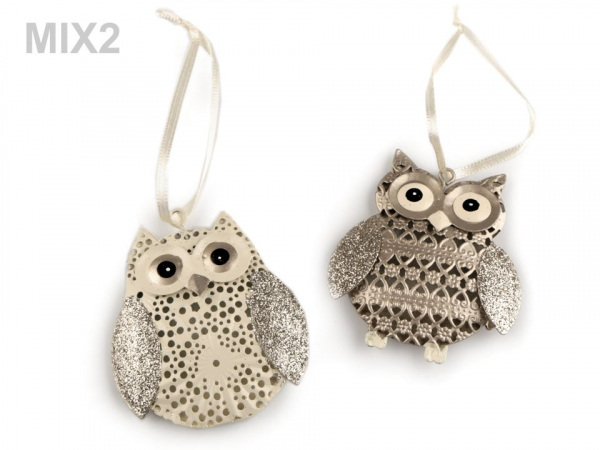 Kovová dekorace sova