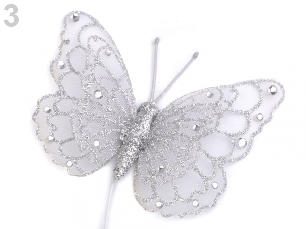 Motýl na drátku s glitry