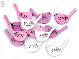 Dřevěný květ, ptáček, motýl větší k nalepení