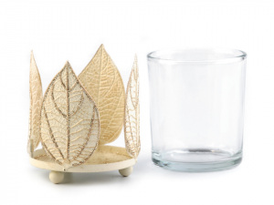 Skleněný svícen s listy - malý
