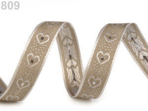 Vánoční stuha srdce s drátem šíře 15 mm