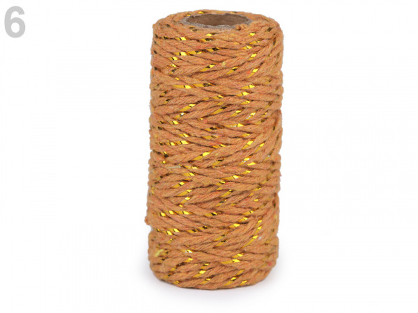 Bavlněná šňůra / provázek Ø1,5 mm s lurexem, vánoční