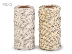 Bavlněná šňůra / provázek Ø1,5 mm s lurexem, vánoční