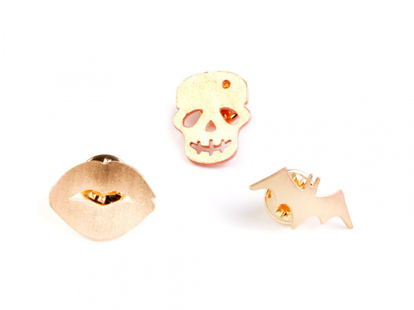 Odznak / brož / ozdoba lebka, rty, netopýr