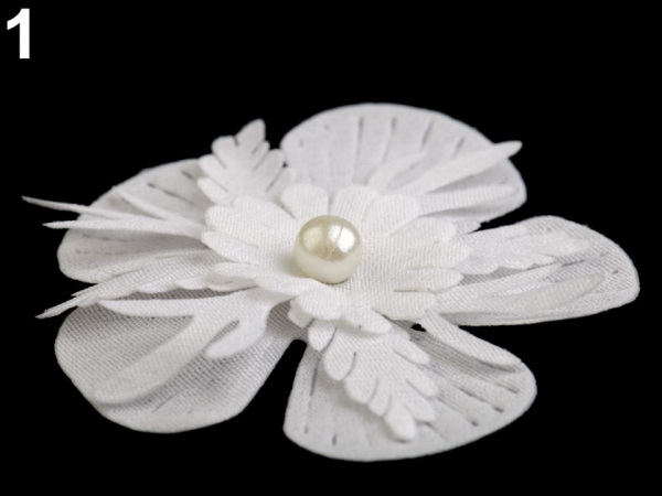 Textilní květ 3D Ø53 mm s perlou