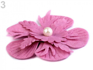 Textilní květ 3D Ø53 mm s perlou