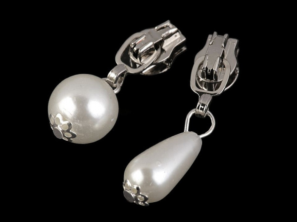 Jezdec ke spirálovým zipům 3 mm s perlou