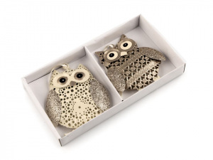 Kovová dekorace sova