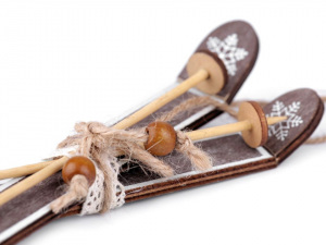 Dřevěná dekorace lyže s hůlkami