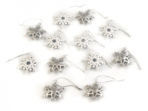 Kovová dekorace vločka s glitry